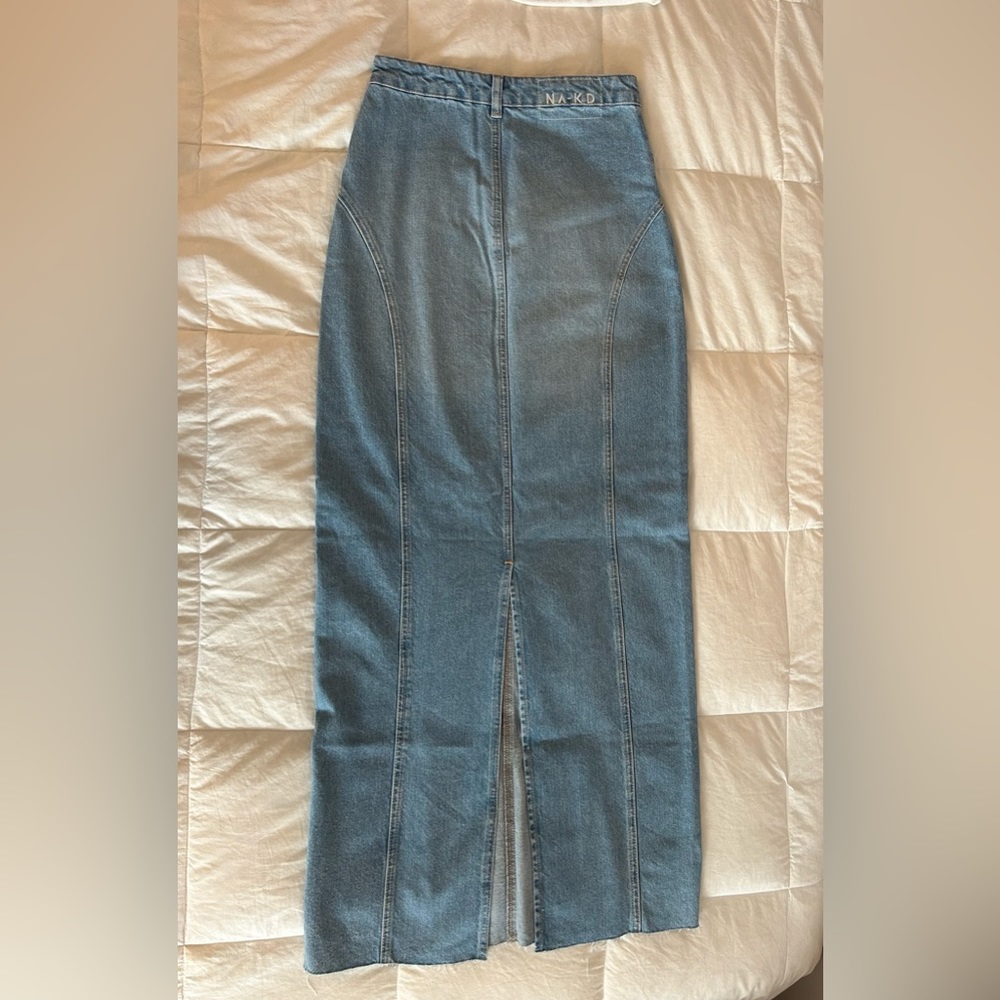 Light Blue Denim Maxi Skirt - Picture 4 of 15